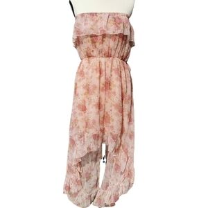 UK2LA Strapless High/Low Floral Tiered Dress - Sz L